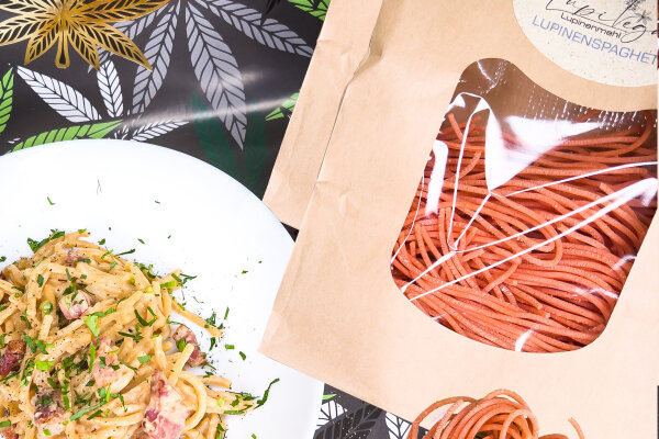 Carbonara mit Lupinenspaghetti - Carbonara mit Lupinenspaghetti