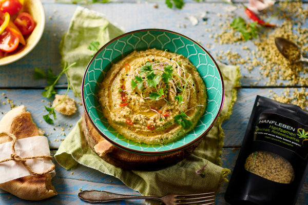 Hummus mit Hanfleben Hanfsamen - Hummus mit Hanfleben Hanfsamen